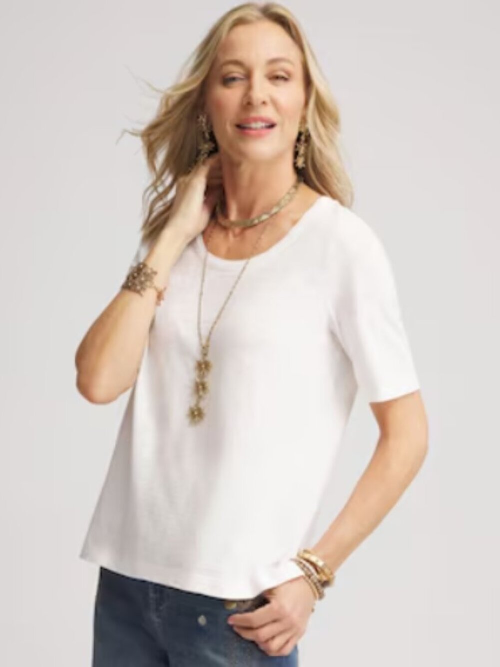 Chico's The Ultimate Tee in White Size 2